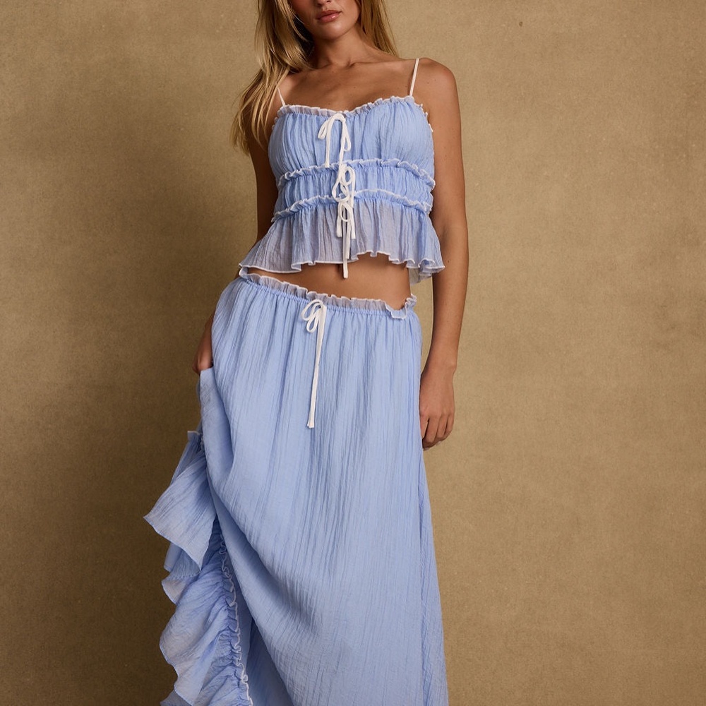12th Tribe Dahlia Blue Maxi Skirt Size SS